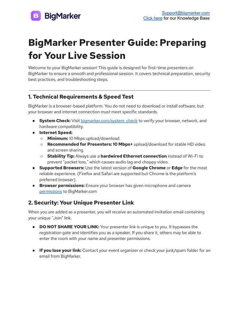 BigMarker Presenter Guide for Live Sessions