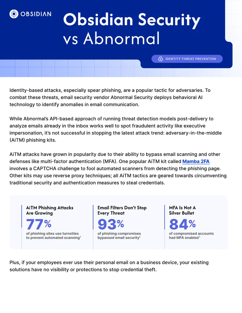 Obsidian Security vs Abnormal Security Comparison