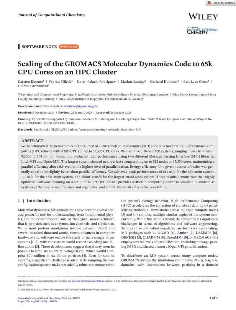 Scaling of GROMACS Molecular Dynamics Code on HPC Cluster
