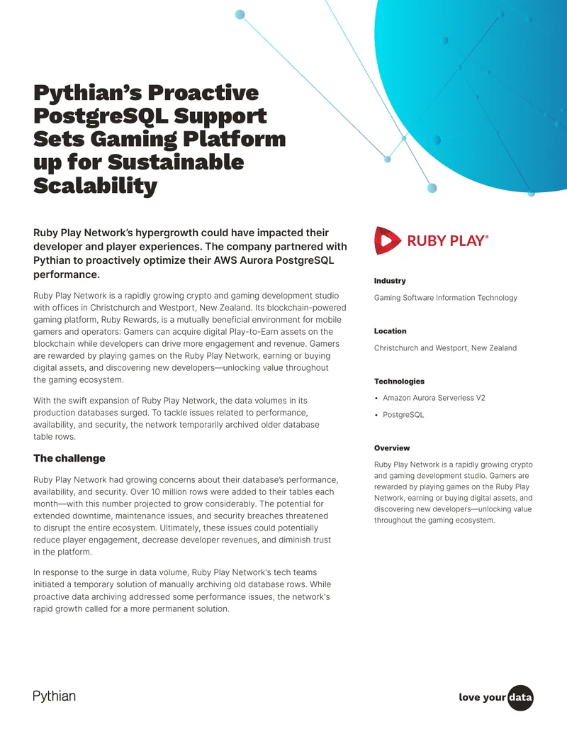 Pythian's PostgreSQL Support for Ruby Play Network