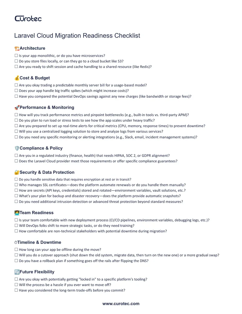 Laravel Cloud Migration Readiness Checklist