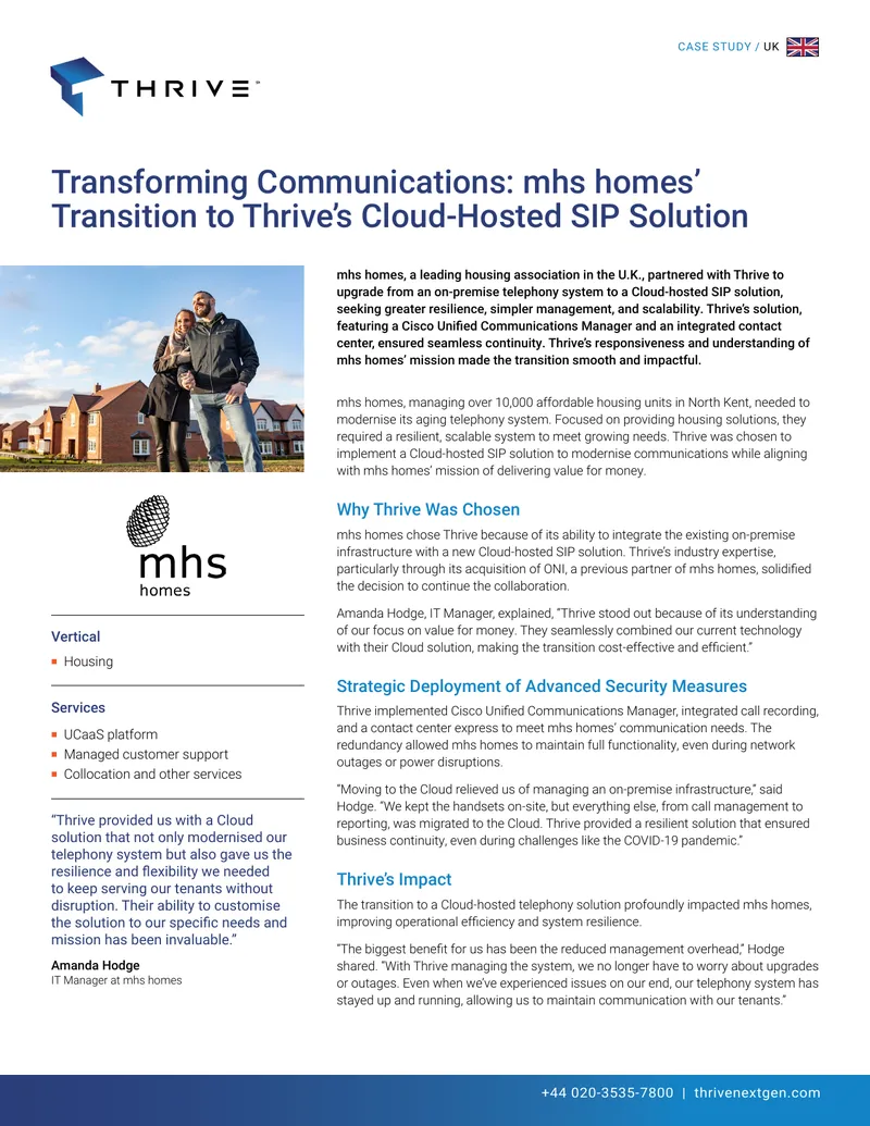 mhs homes Transition to Cloud-Hosted SIP Solution