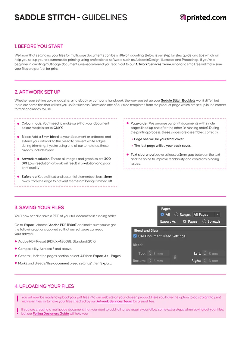 Saddle Stitch Document Preparation Guidelines