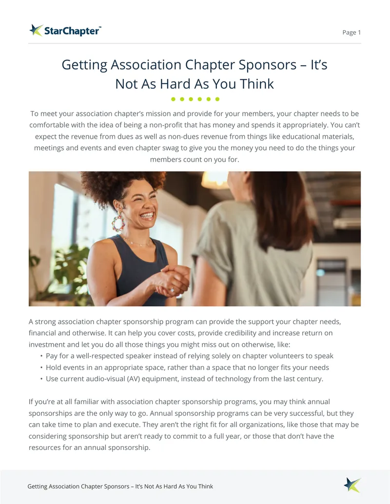 Association Chapter Sponsorship Program Strategies