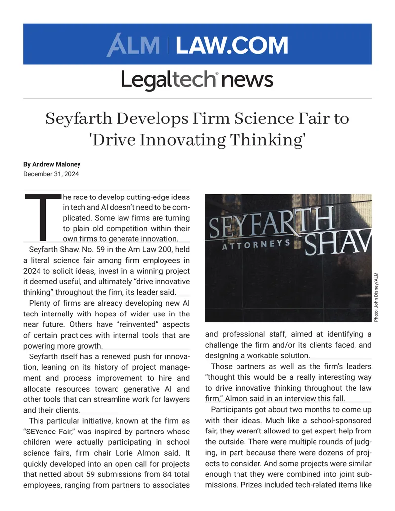 Seyfarth Shaw Science Fair for Innovation