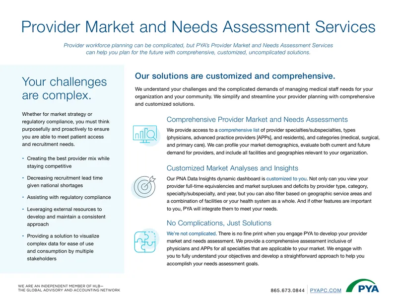 Provider Market and Needs Assessment Services Overview
