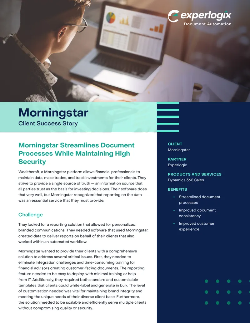 Morningstar Document Automation Client Success Story preview page 1