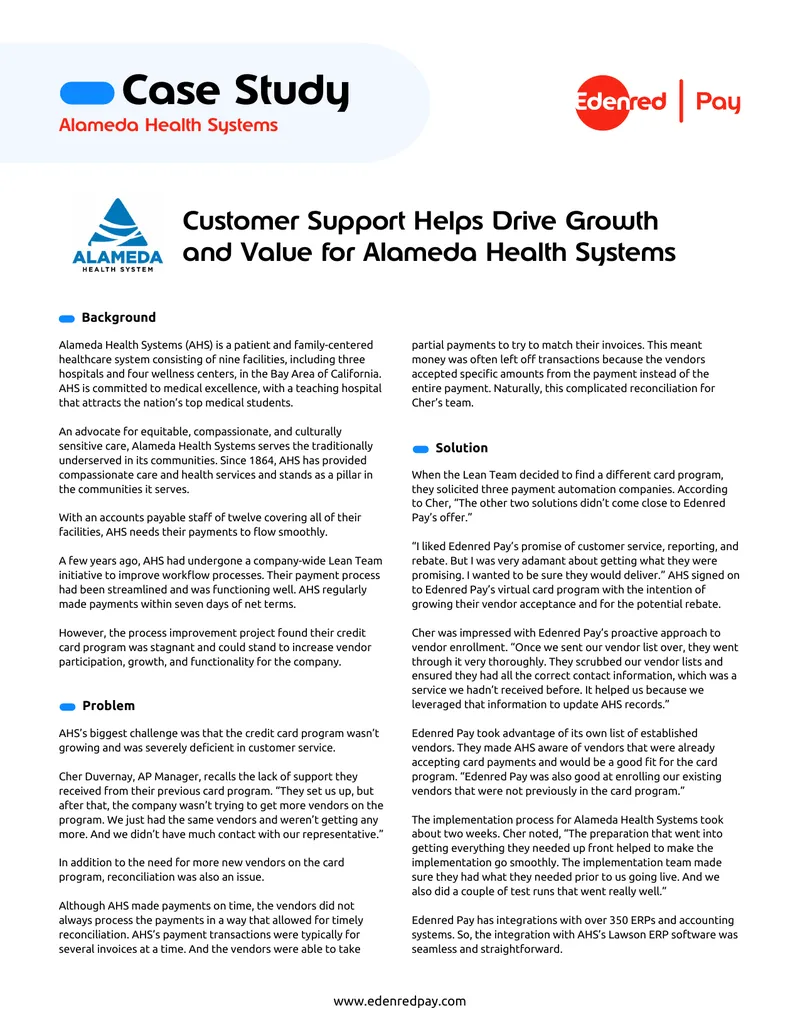 Customer Support and Growth at Alameda Health Systems