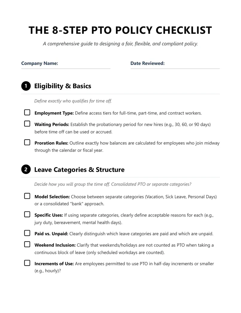 8-Step PTO Policy Design Checklist