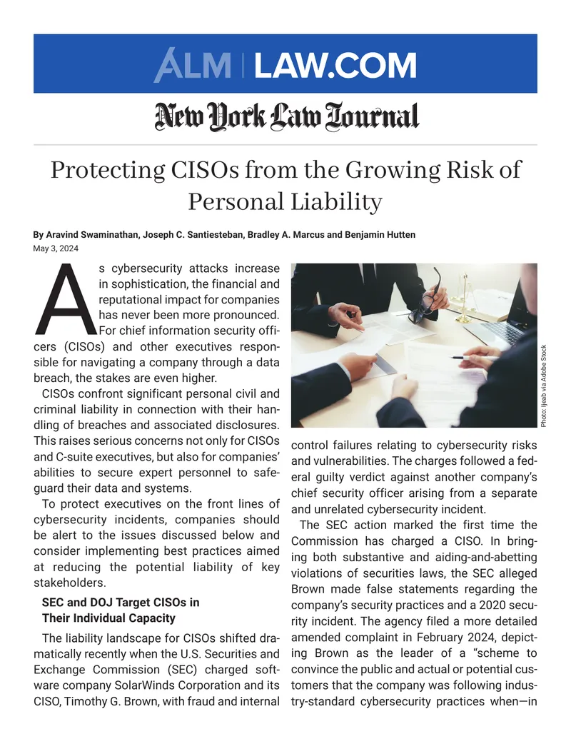 Protecting CISOs from Personal Liability Risks