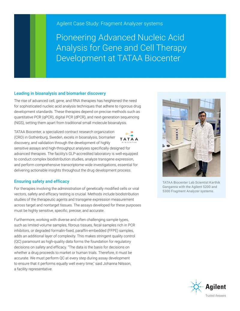 Advanced Nucleic Acid Analysis Techniques at TATAA Biocenter