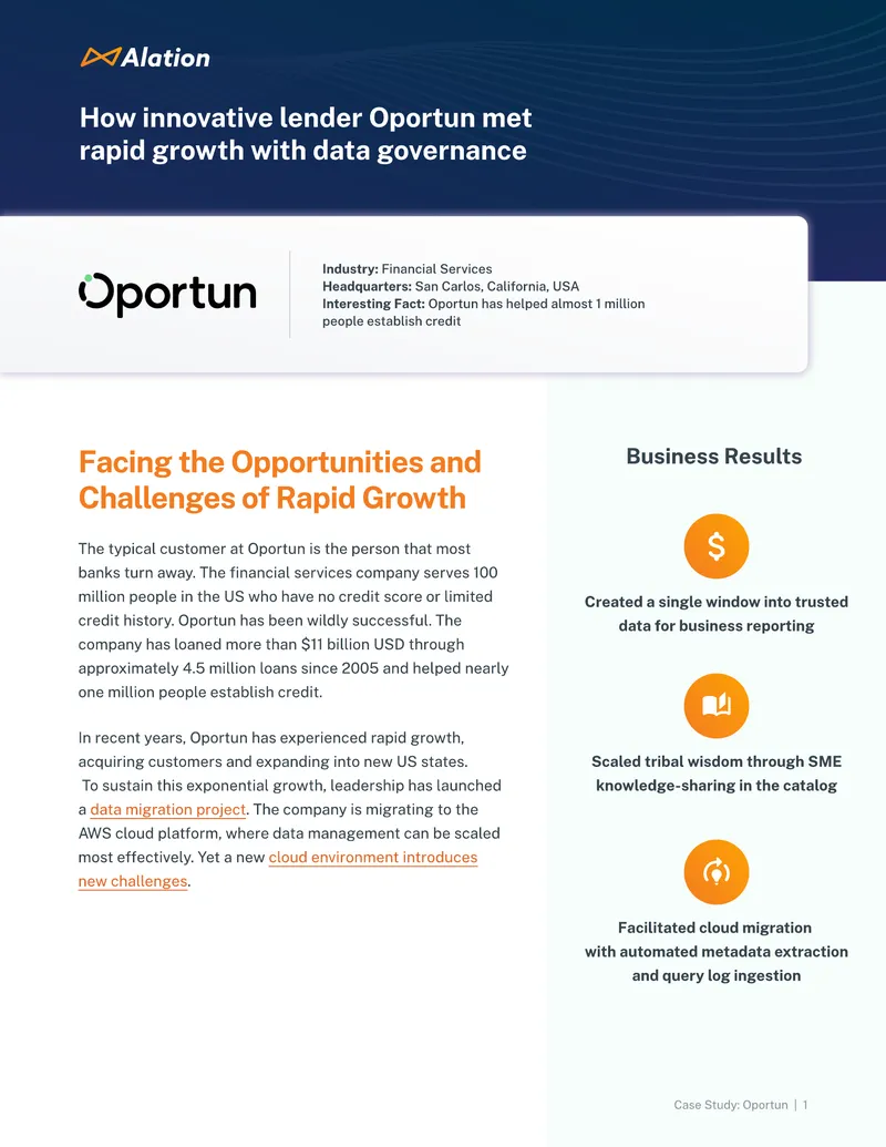 Data Governance Implementation at Oportun