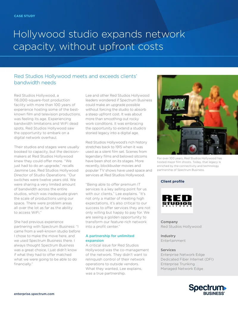 Red Studios Hollywood Network Upgrade Case Study