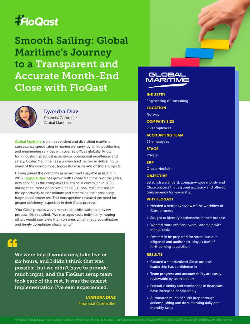 Global Maritime's Implementation of FloQast for Month-End Close