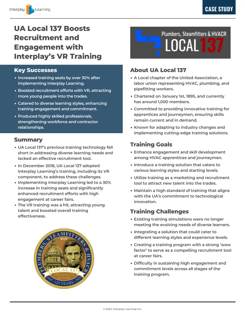UA Local 137 Enhances Training with VR Technology