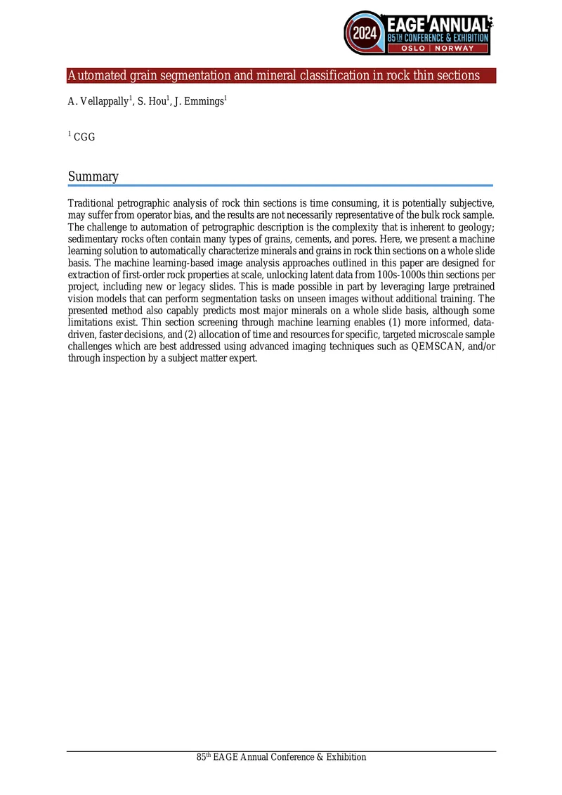 Automated Grain Segmentation and Mineral Classification in Rock Thin Sections