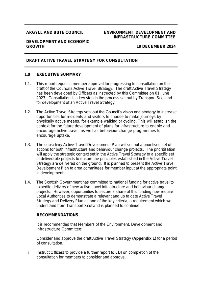 Draft Active Travel Strategy for Consultation
