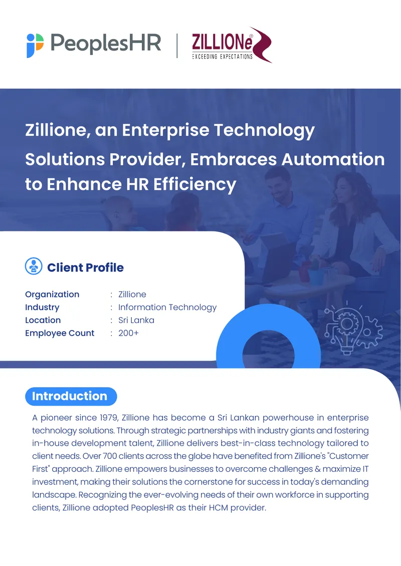 Zillione's HR Transformation with PeoplesHR