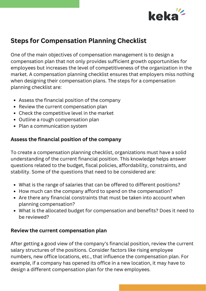 Compensation Planning Checklist Guide