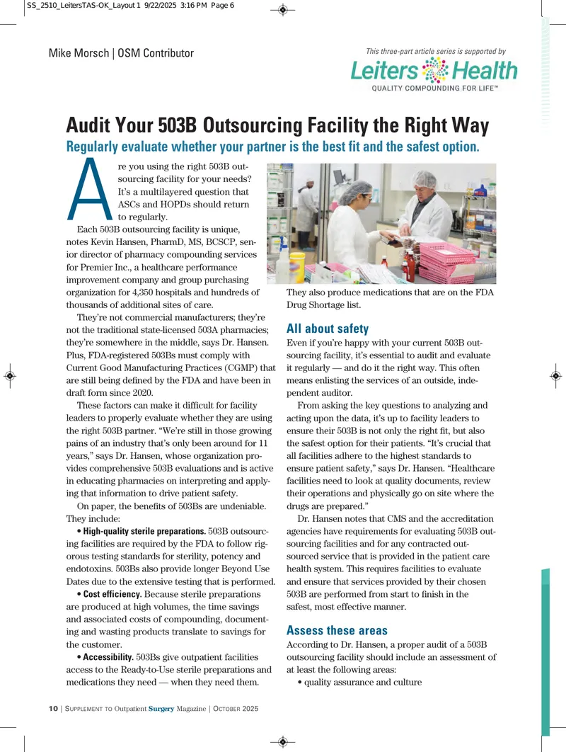 Evaluating 503B Outsourcing Facilities for Safety