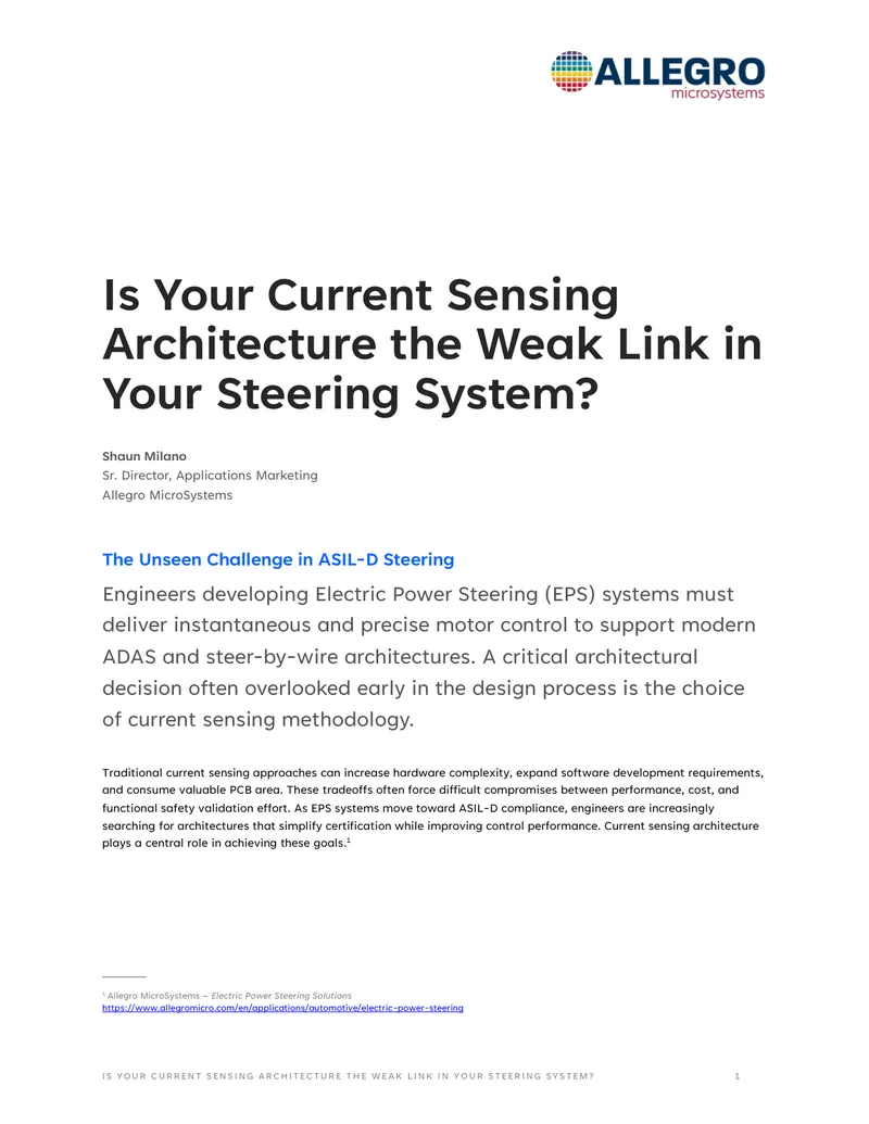 Current Sensing Architecture in Electric Power Steering Systems