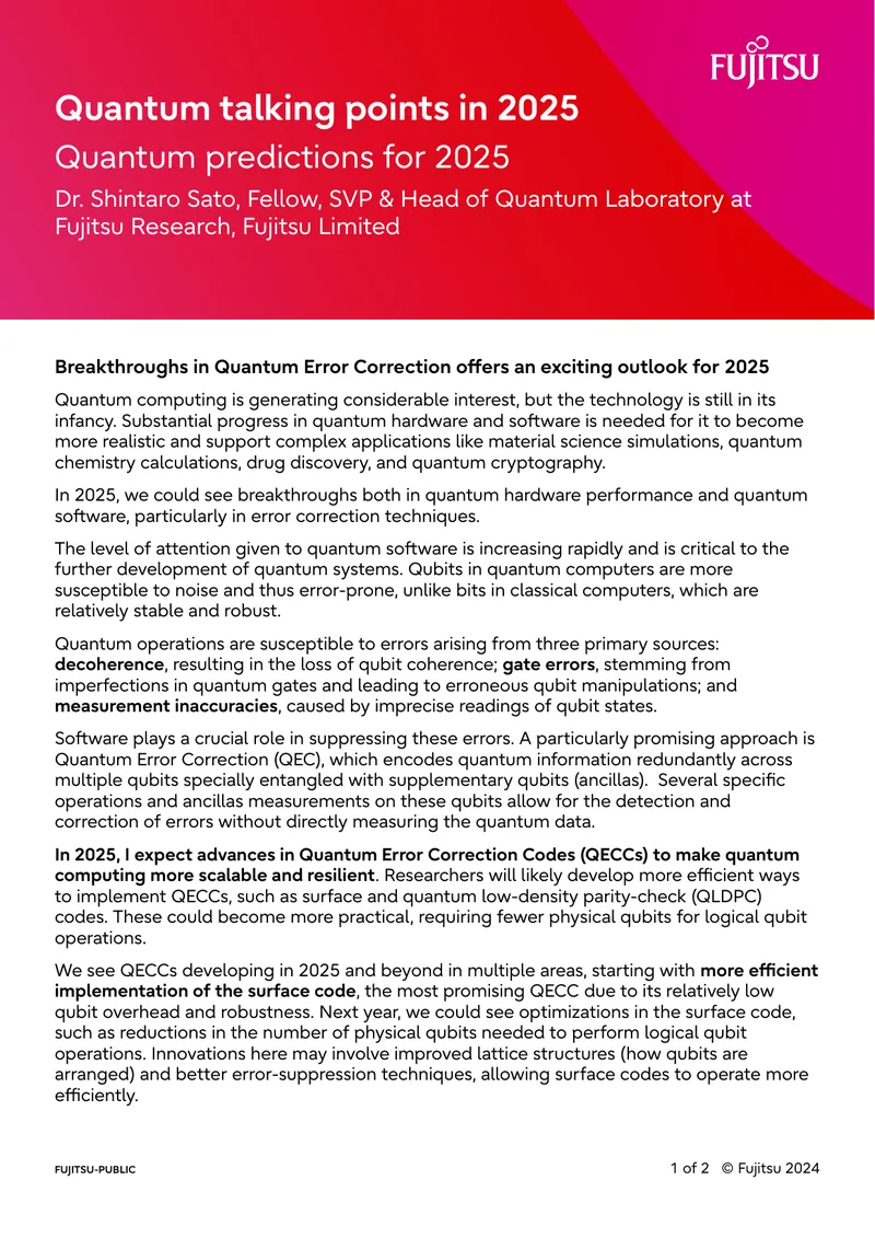 Quantum Error Correction Predictions for 2025