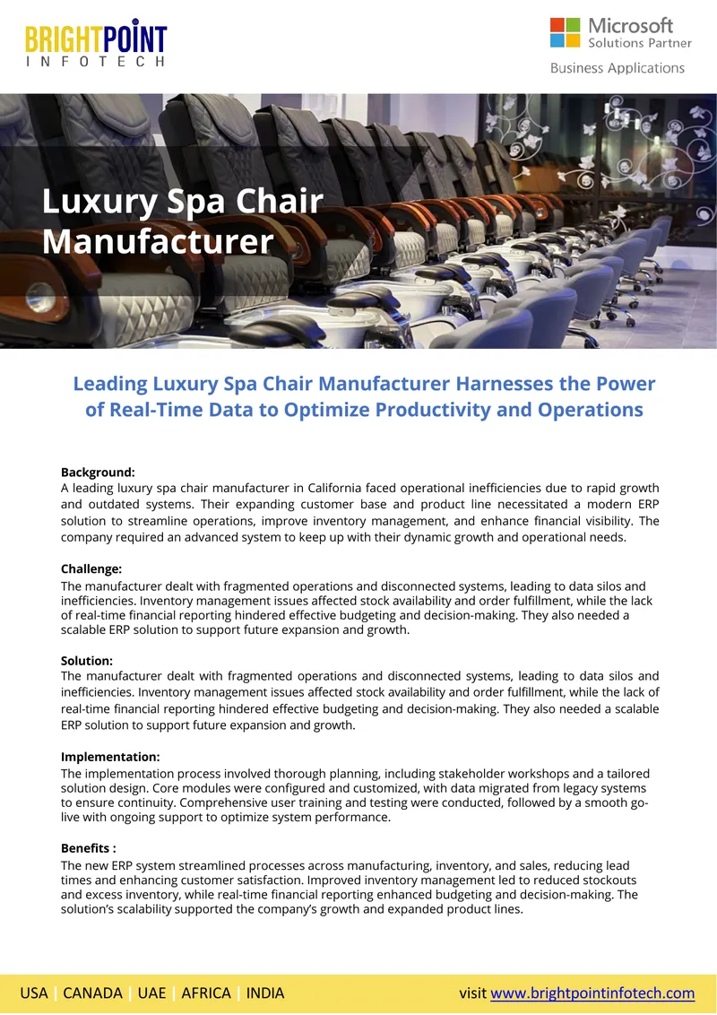 Luxury Spa Chair Manufacturer ERP Implementation Case Study