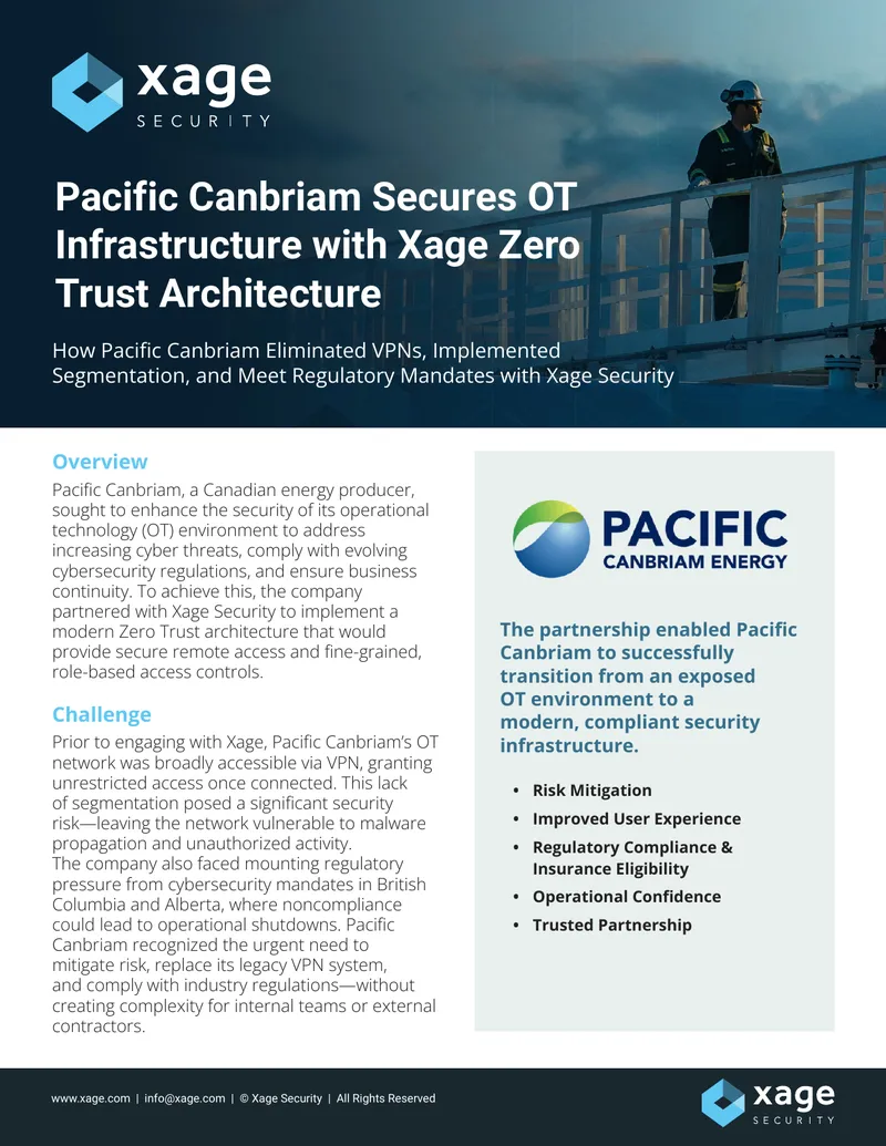 Pacific Canbriam Secures OT Infrastructure with Xage Zero Trust Architecture