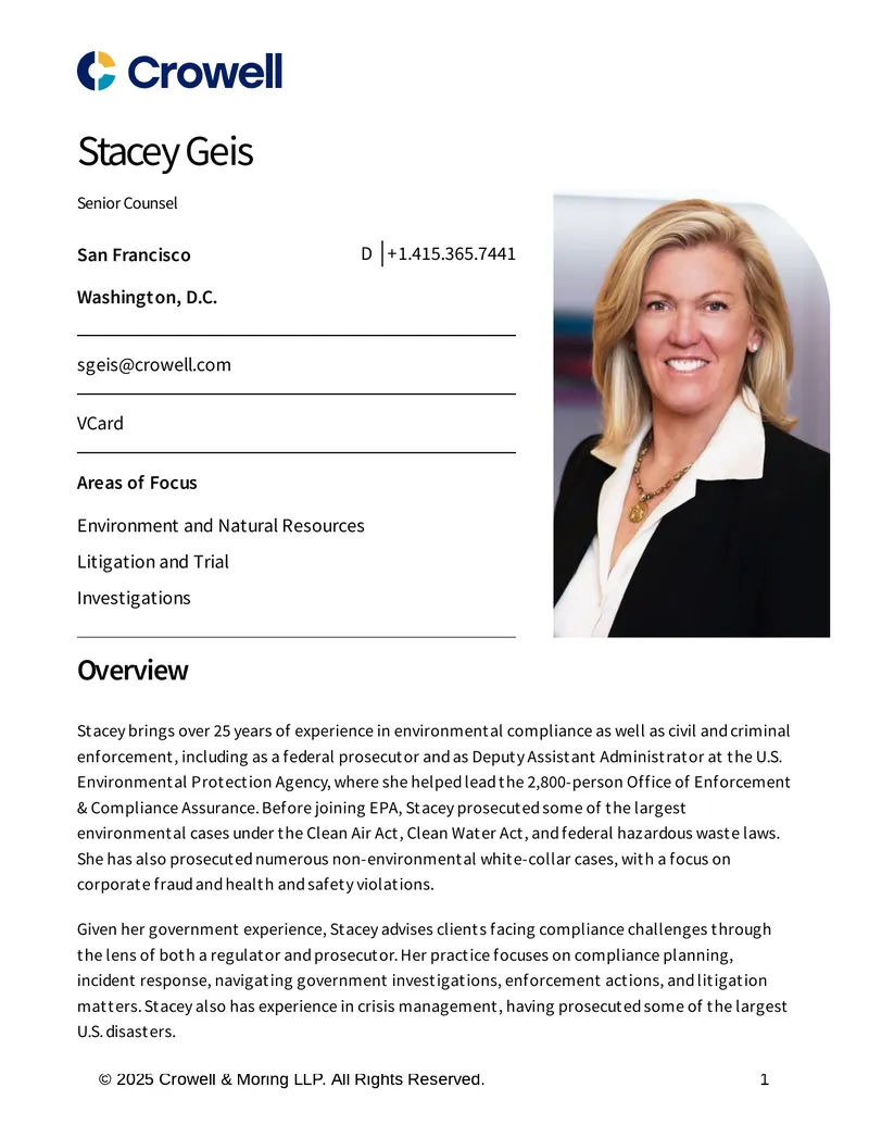 Profile of Stacey Geis and Her Legal Expertise