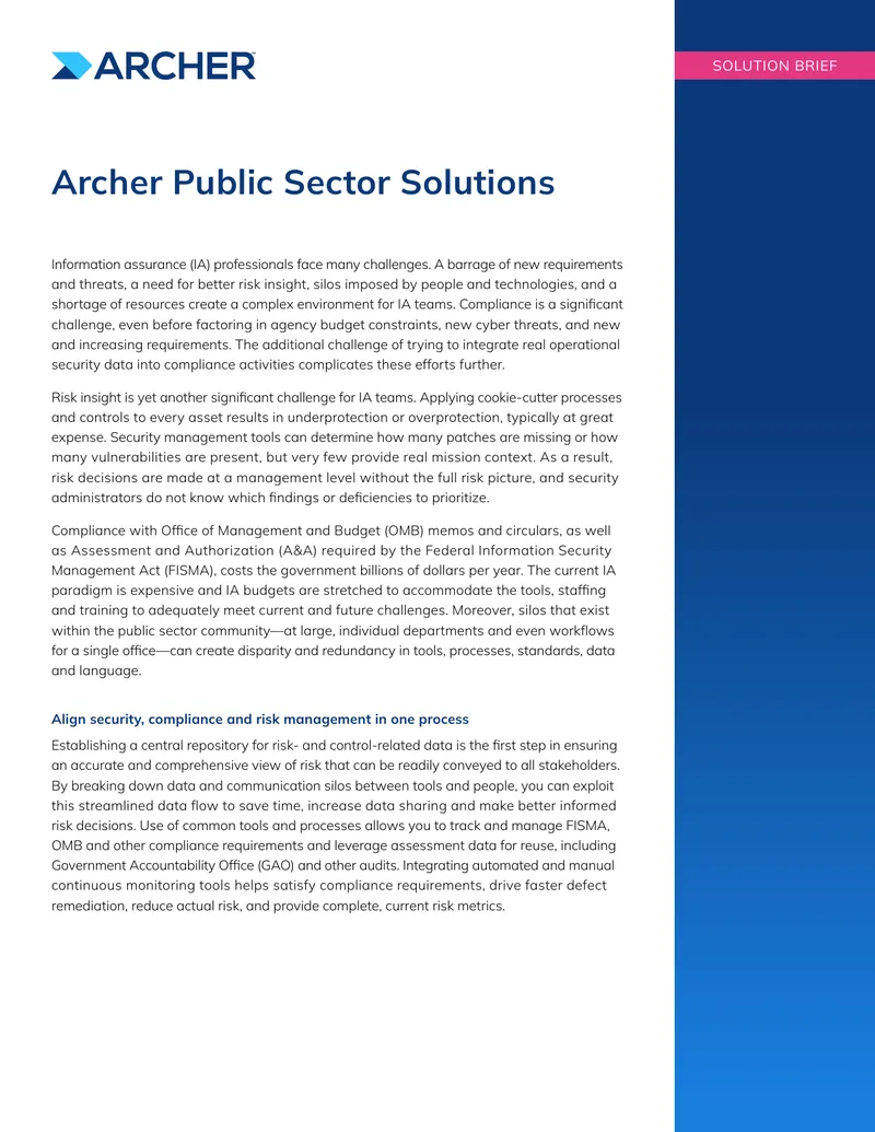 Archer Public Sector Solutions Overview