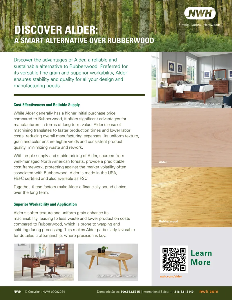 Alder Wood as an Alternative to Rubberwood