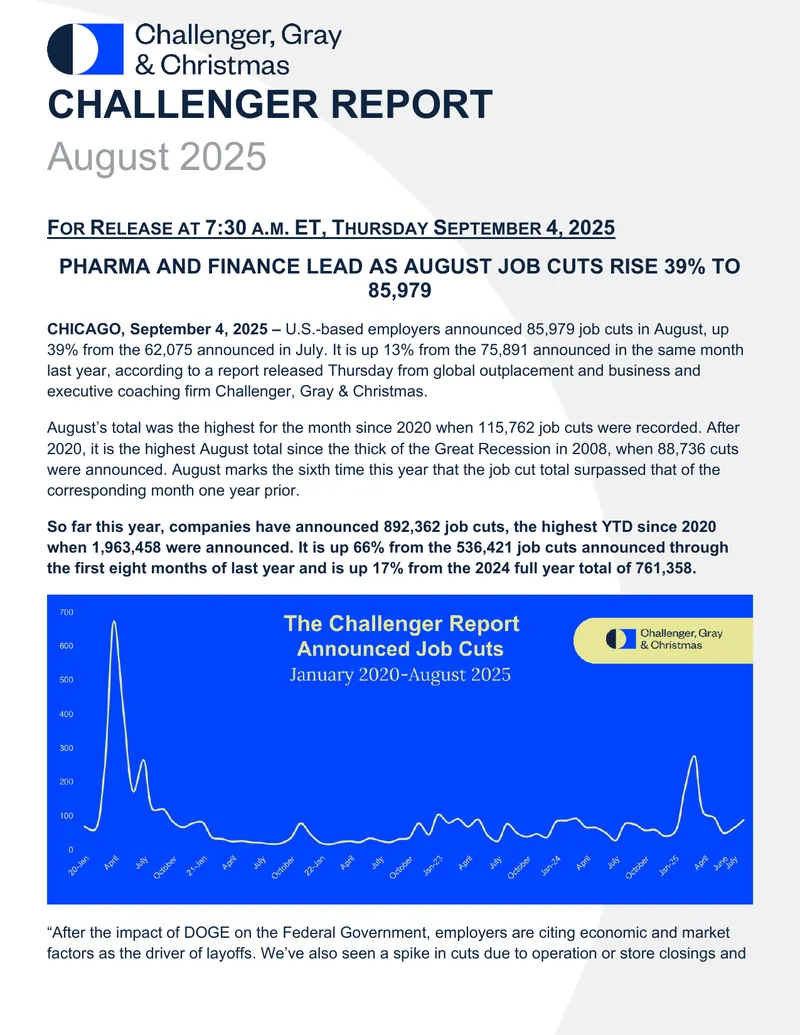 August 2025 Job Cuts Report