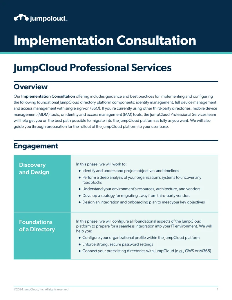 Implementation Consultation for JumpCloud Platform