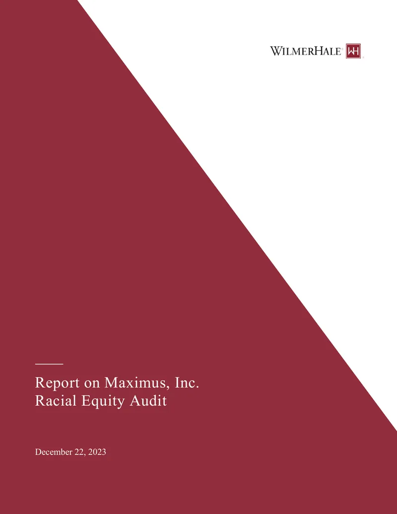 Maximus, Inc. Racial Equity Audit Report