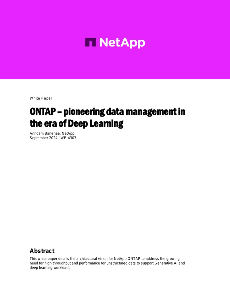 ONTAP Data Management for Deep Learning Workloads