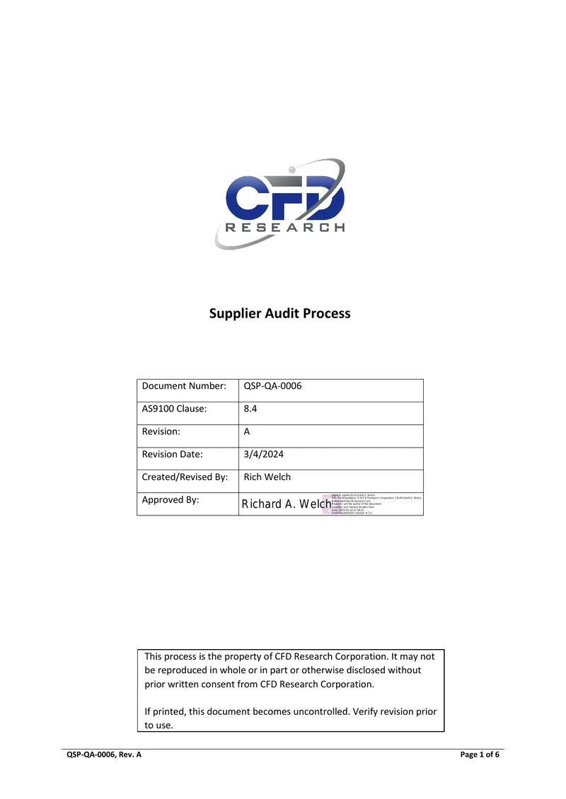Supplier Audit Process Documentation