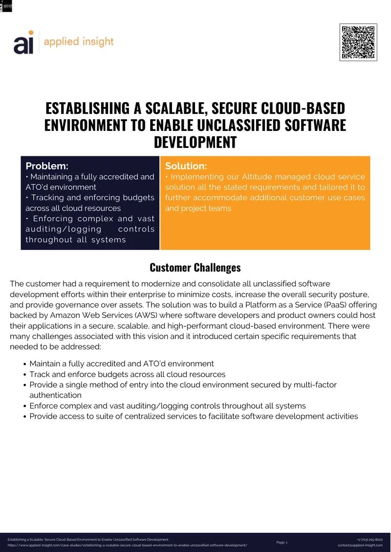 Cloud-Based Environment for Unclassified Software Development