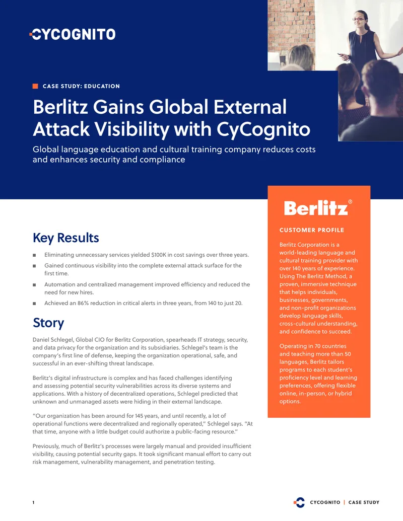 Berlitz Corporation Case Study on CyCognito