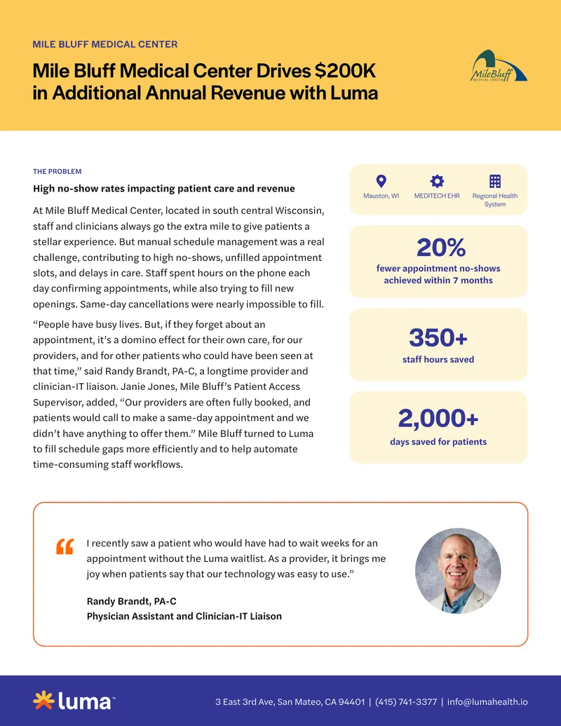 Mile Bluff Medical Center Appointment Management Case Study