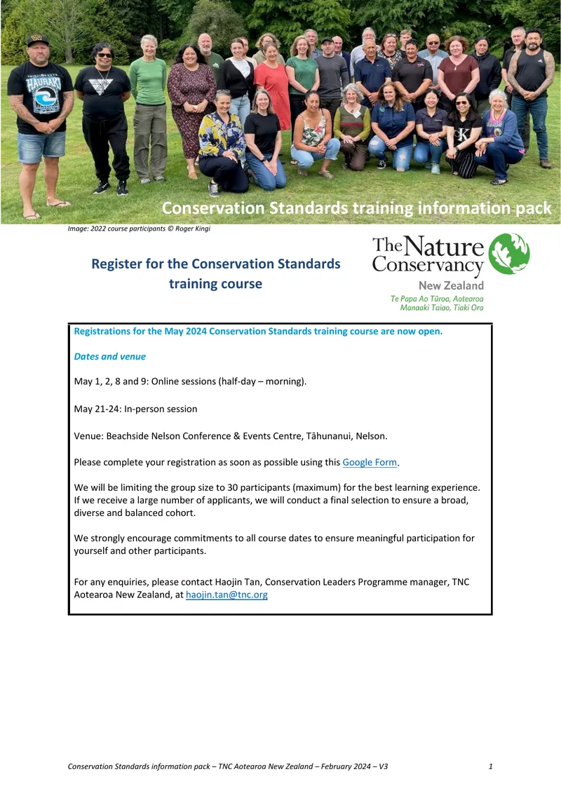 Conservation Standards Training Information Pack preview page 1