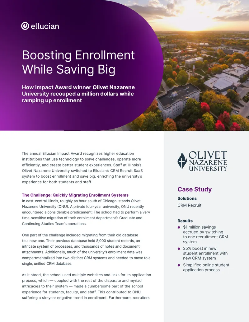 Olivet Nazarene University Enrollment Improvement Case Study