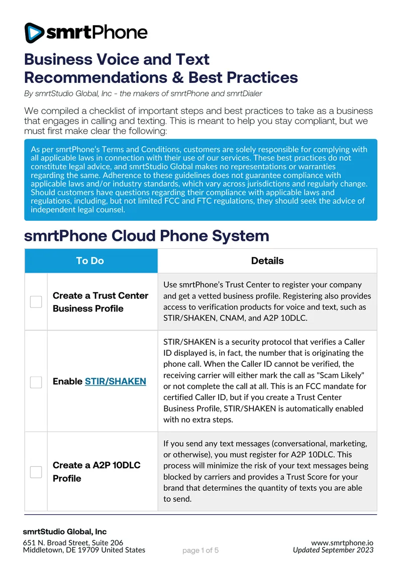 Business Voice and Text Compliance Guidelines