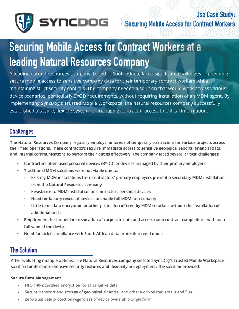 Securing Mobile Access for Contract Workers