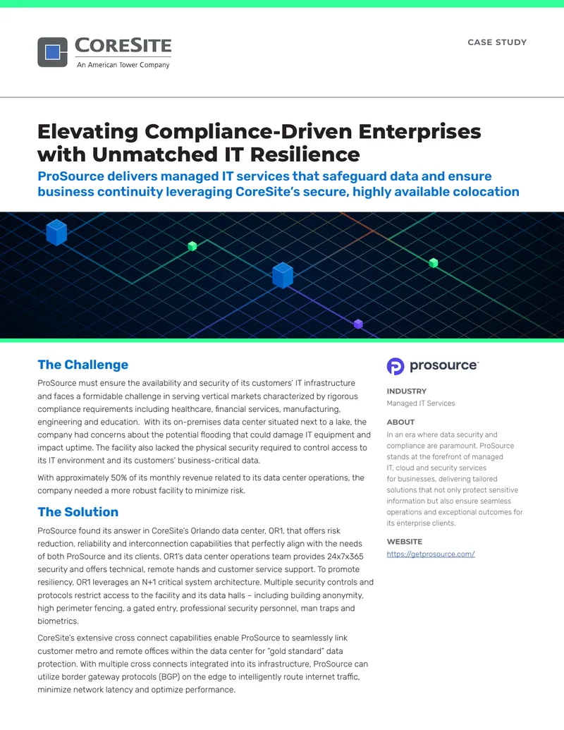ProSource Case Study on IT Infrastructure Resilience