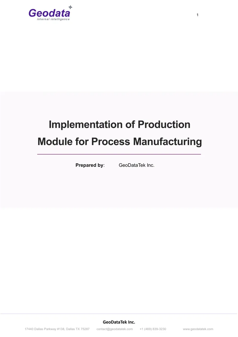Implementation of Production Module for Process Manufacturing