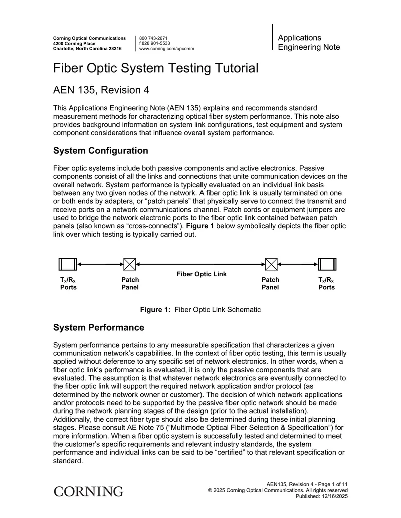 Fiber Optic System Testing Tutorial