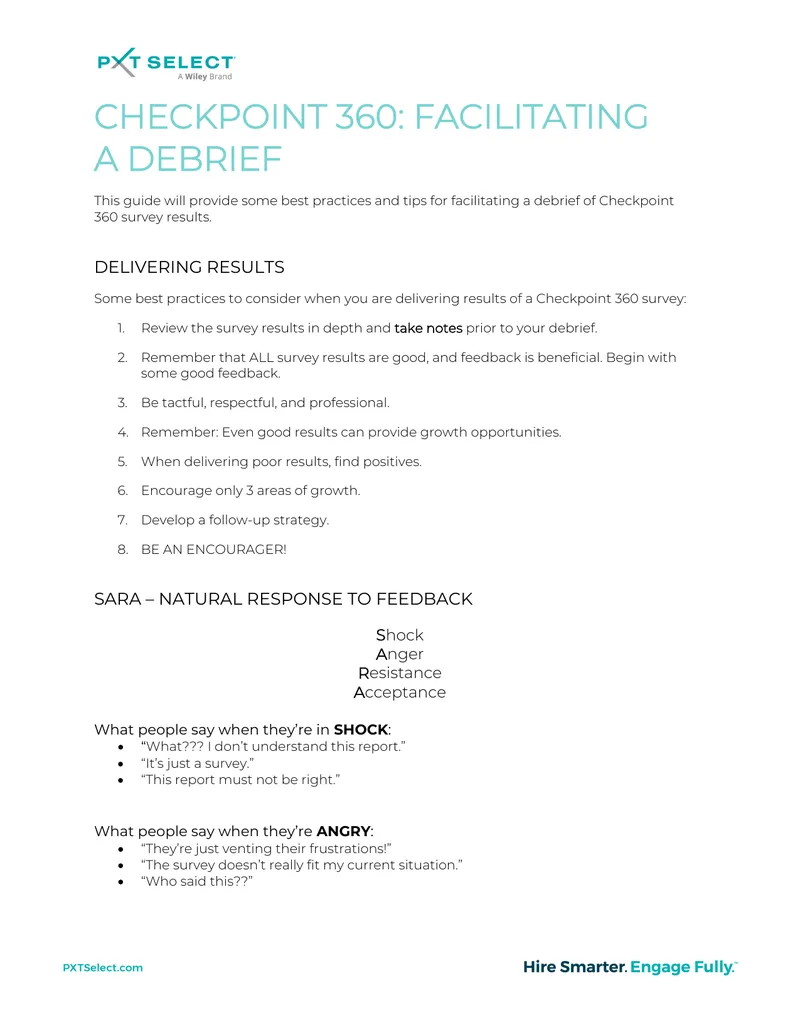 Checkpoint 360 Survey Debrief Facilitation Guide