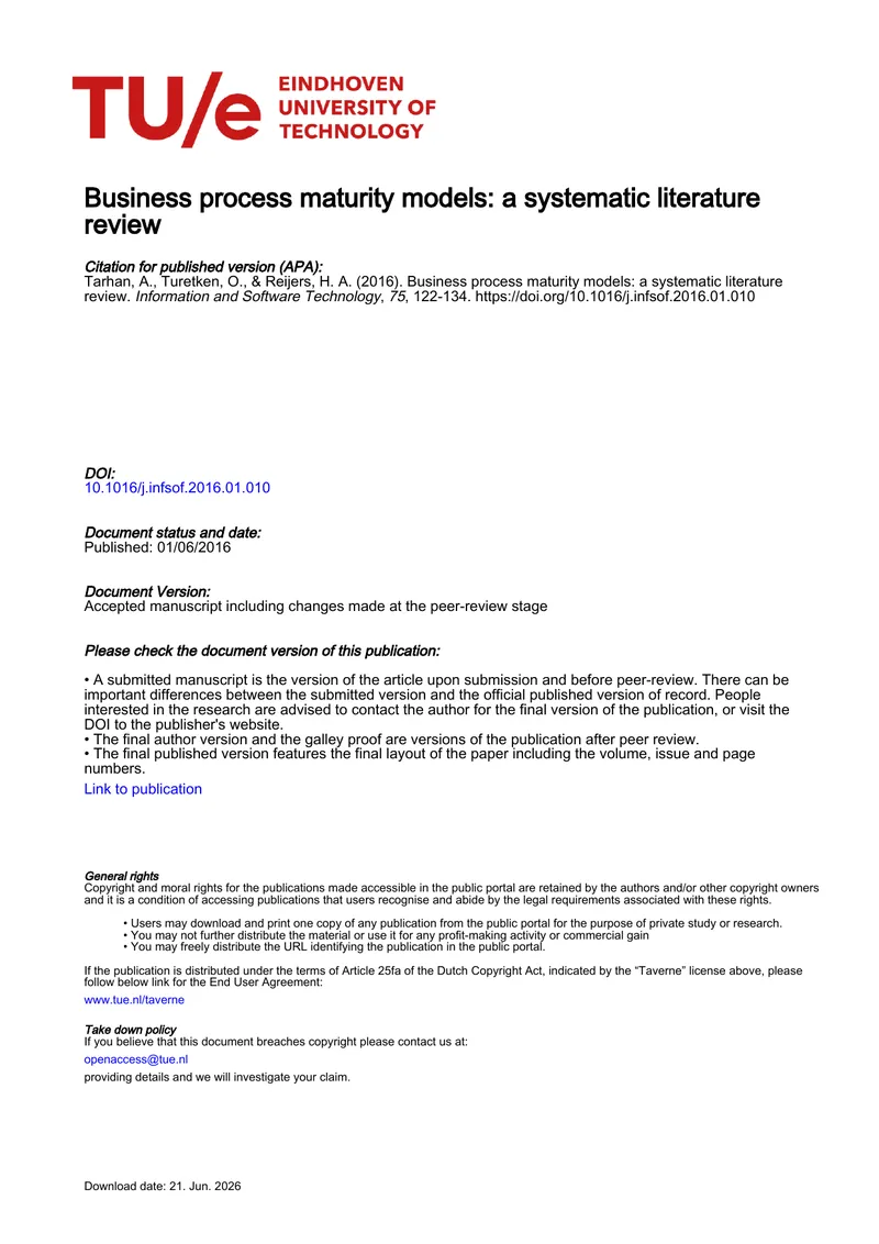Business Process Maturity Models Systematic Literature Review
