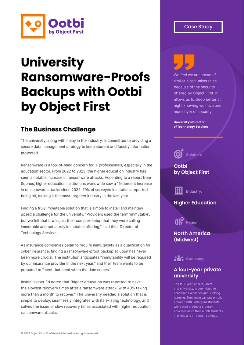University Ransomware-Proof Backup Solution Case Study