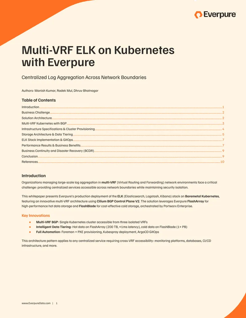 Multi-VRF ELK Stack Deployment on Kubernetes